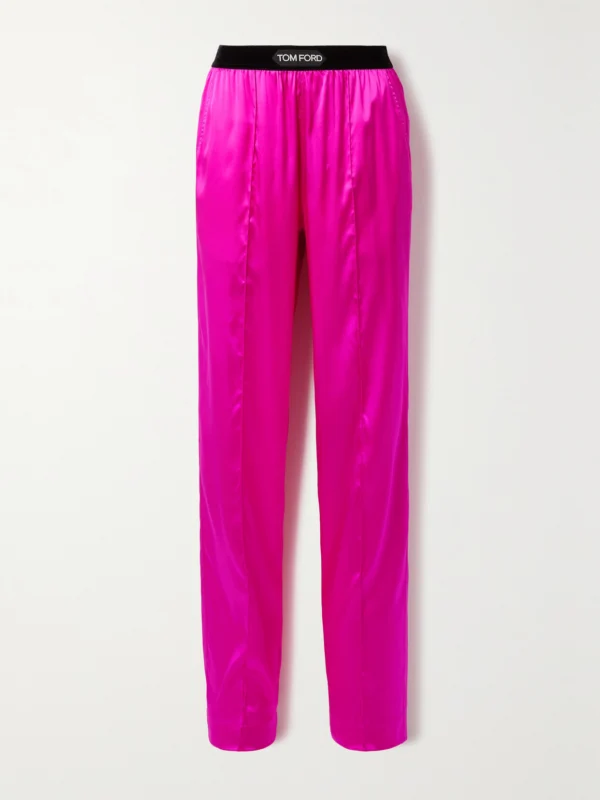 Tom Ford Velvet-trimmed Stretch-silk Satin Pants