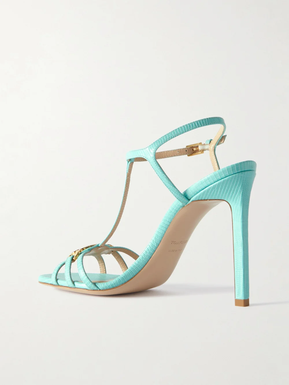 Back view of the Tom Ford Whitney Embellished Lizard-effect Leather Sandals