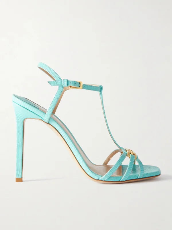 Tom Ford Whitney Embellished Lizard-effect Leather Sandals