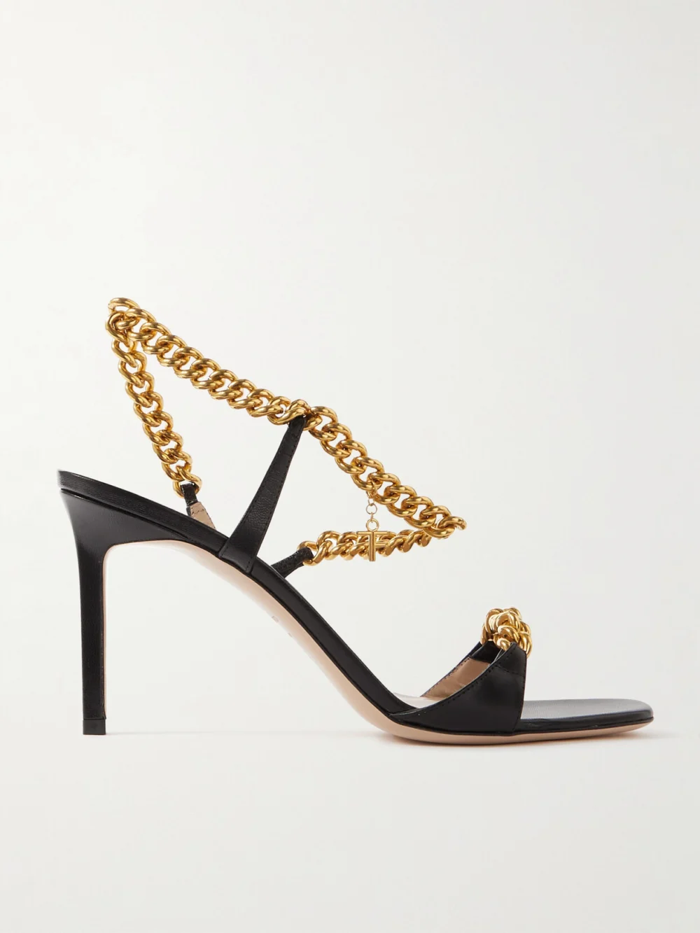 Tom Ford Zenith Chain-embellished Leather Slingback Sandals in black