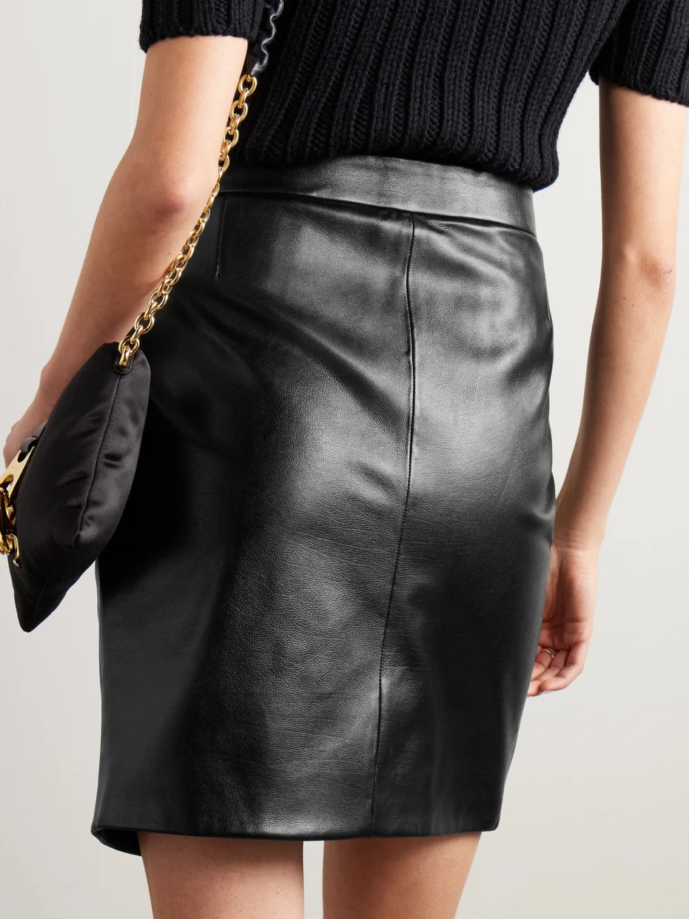 Back view of the Tom Ford Zip-detailed Textured-leather Skirt