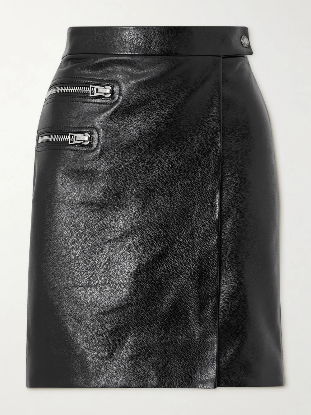 Tom Ford Zip-detailed Textured-leather Skirt in black