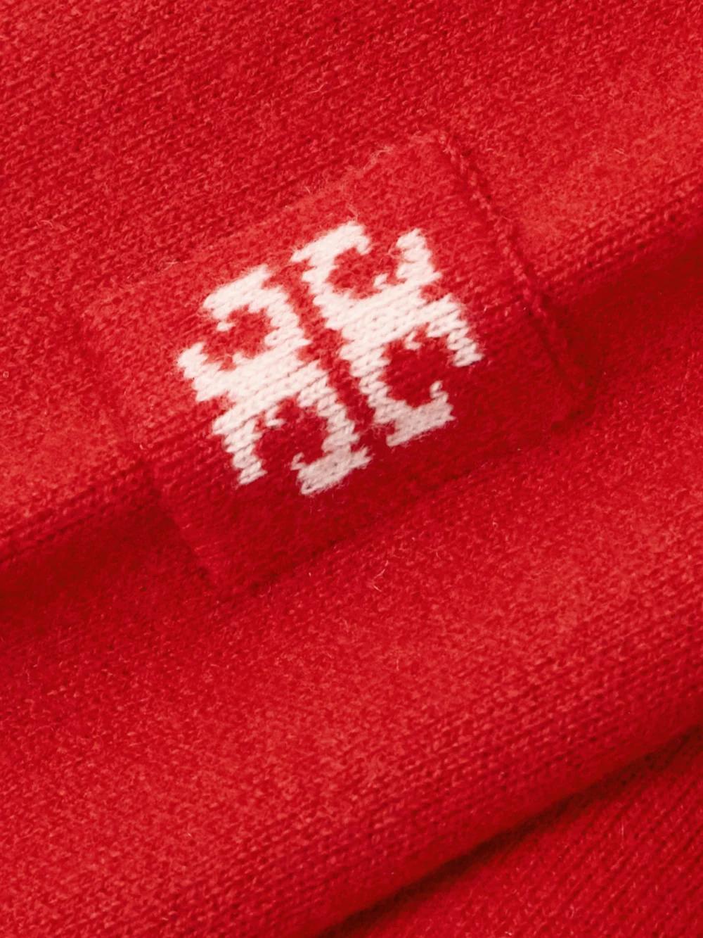 Close-up detail of the Tory Burch Appliquéd Wool-blend Hoodie