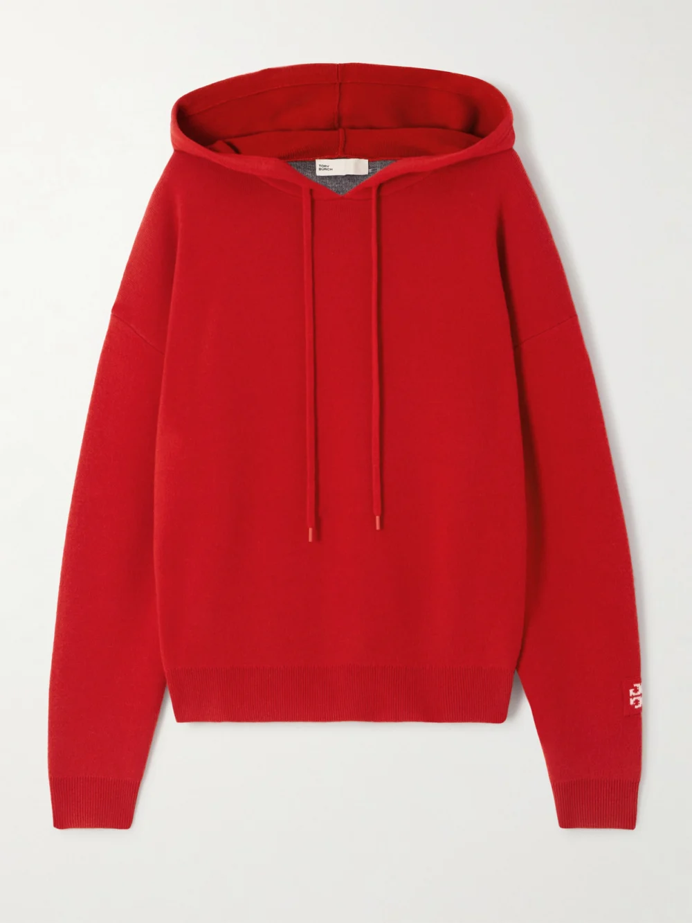 Tory Burch Appliquéd Wool-blend Hoodie in red