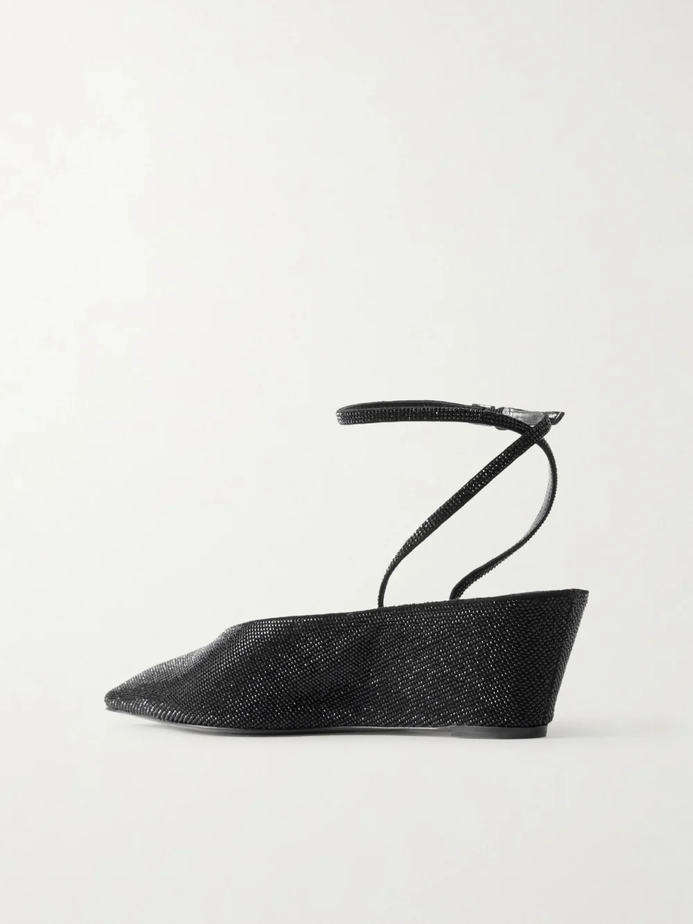 Back view of the Tory Burch Crystal-embellished Leather Wedge Pumps