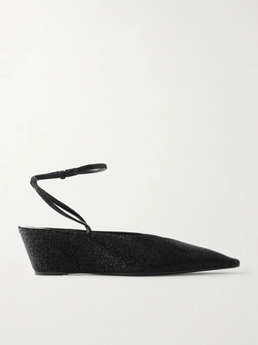 Tory Burch Crystal-embellished Leather Wedge Pumps in black