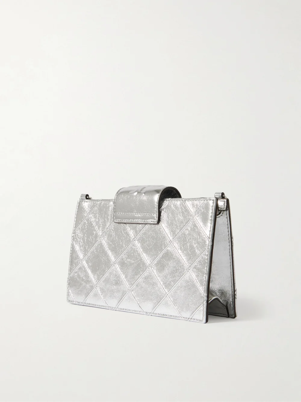 Back view of the Tory Burch Fleming Mini Quilted Metallic Leather Shoulder Bag