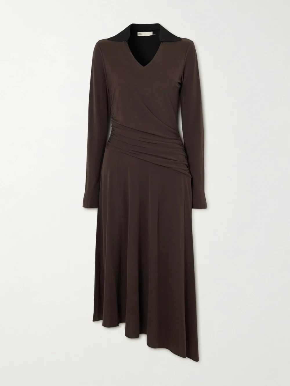 Tory Burch Layered Draped Stretch-jersey Midi Dress in dark brown