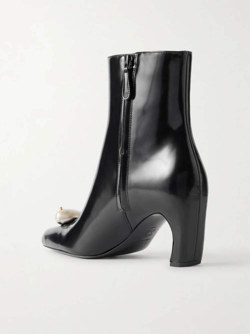Back view of the Tory Burch Pierced Xl Embellished Leather Ankle Boots