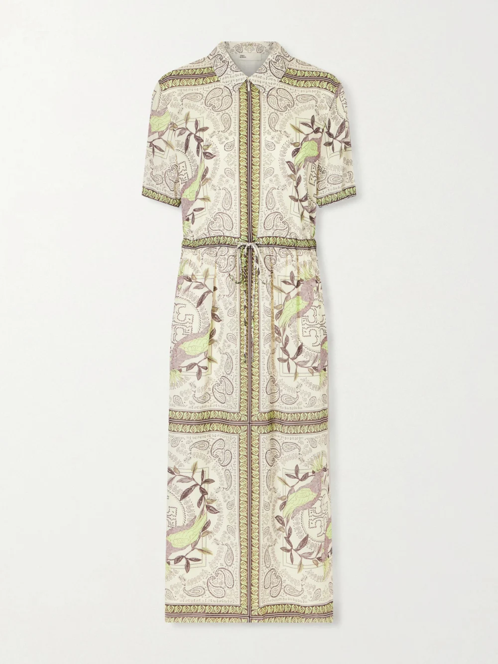 Tory Burch Printed Cotton and Silk-blend Midi Dress in green