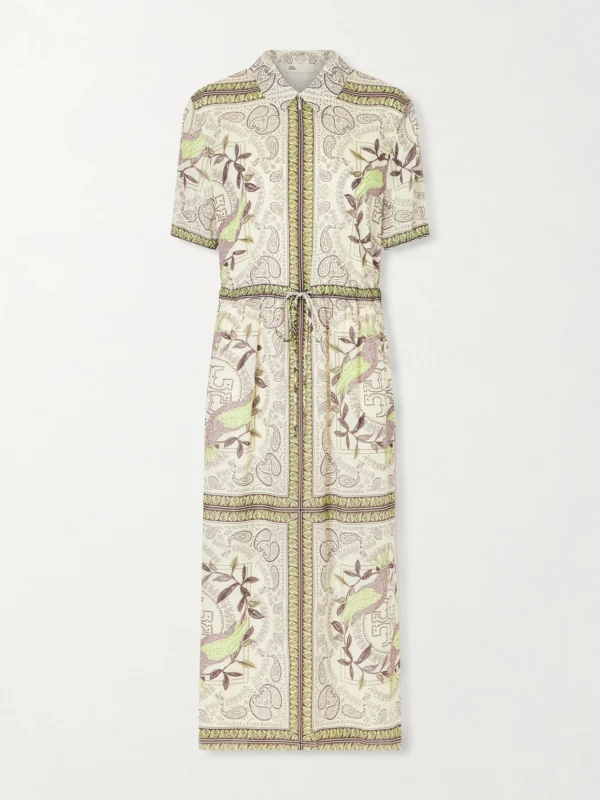 Tory Burch Printed Cotton and Silk-blend Midi Dress