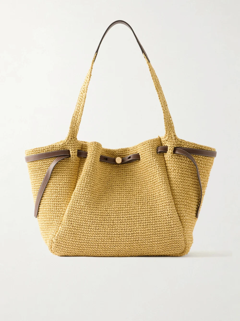 Tory Burch Romy Leather-trimmed Straw Tote in cream