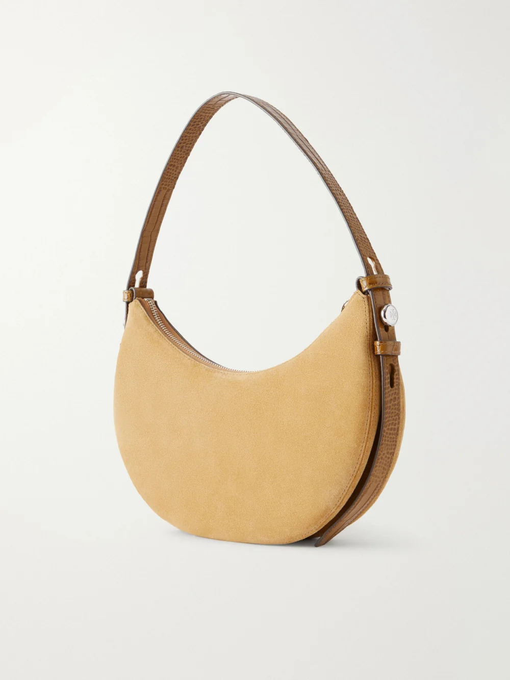 Back view of the Tory Burch Romy Leather-trimmed Suede Shoulder Bag