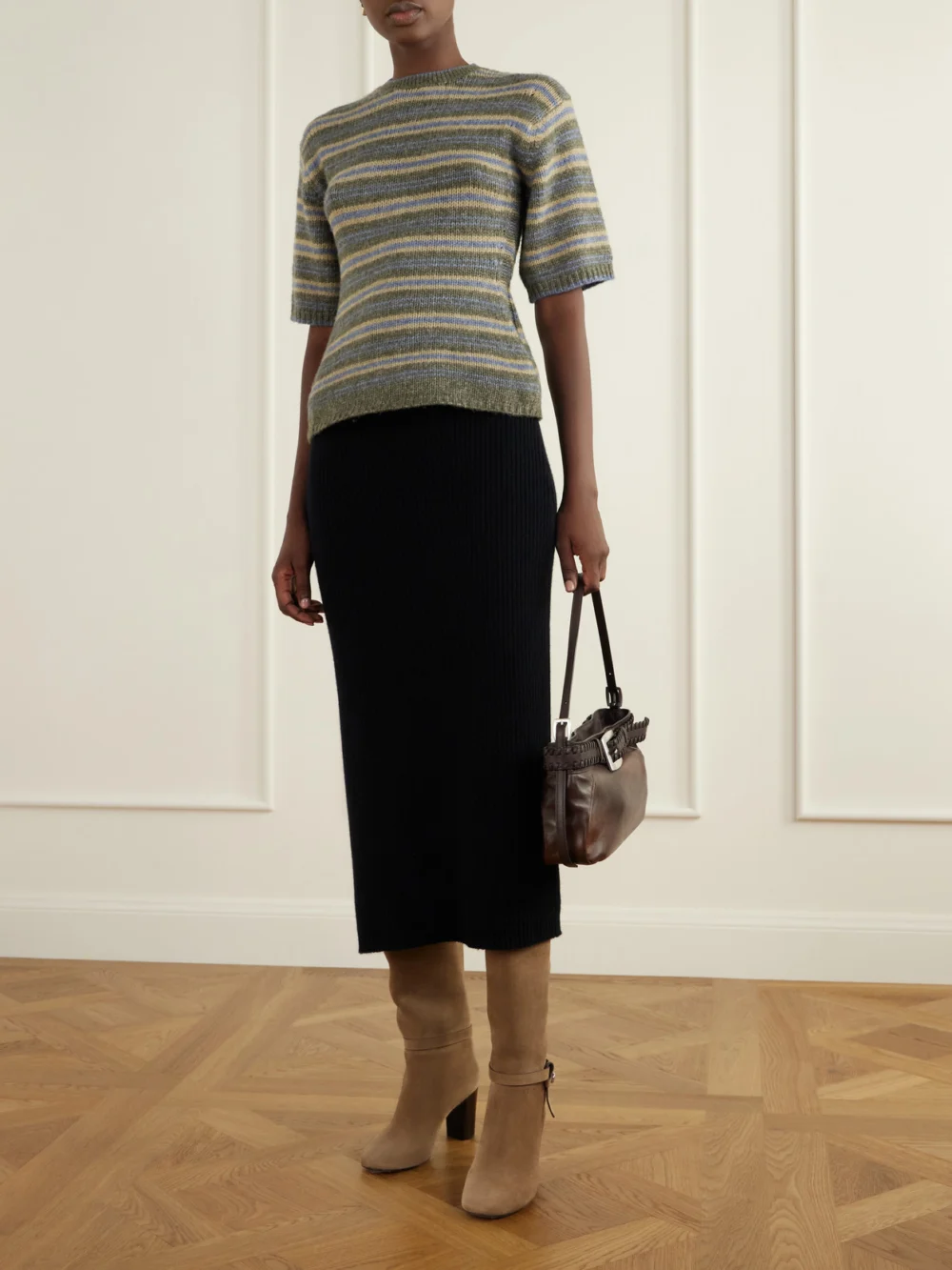 Tory Burch Roomy 70 Suede Knee Boots, styled view