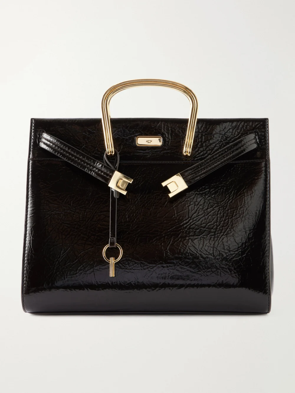 Tory Burch Soft Lee Embellished Leather Tote in brown