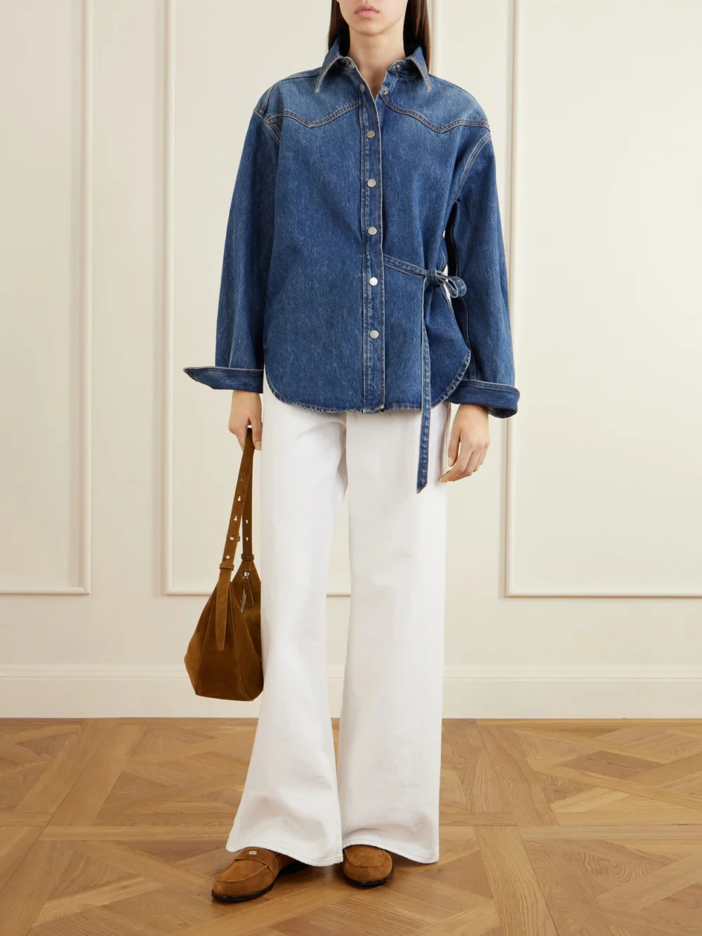 Tory Burch Suede Penny Loafers, styled view