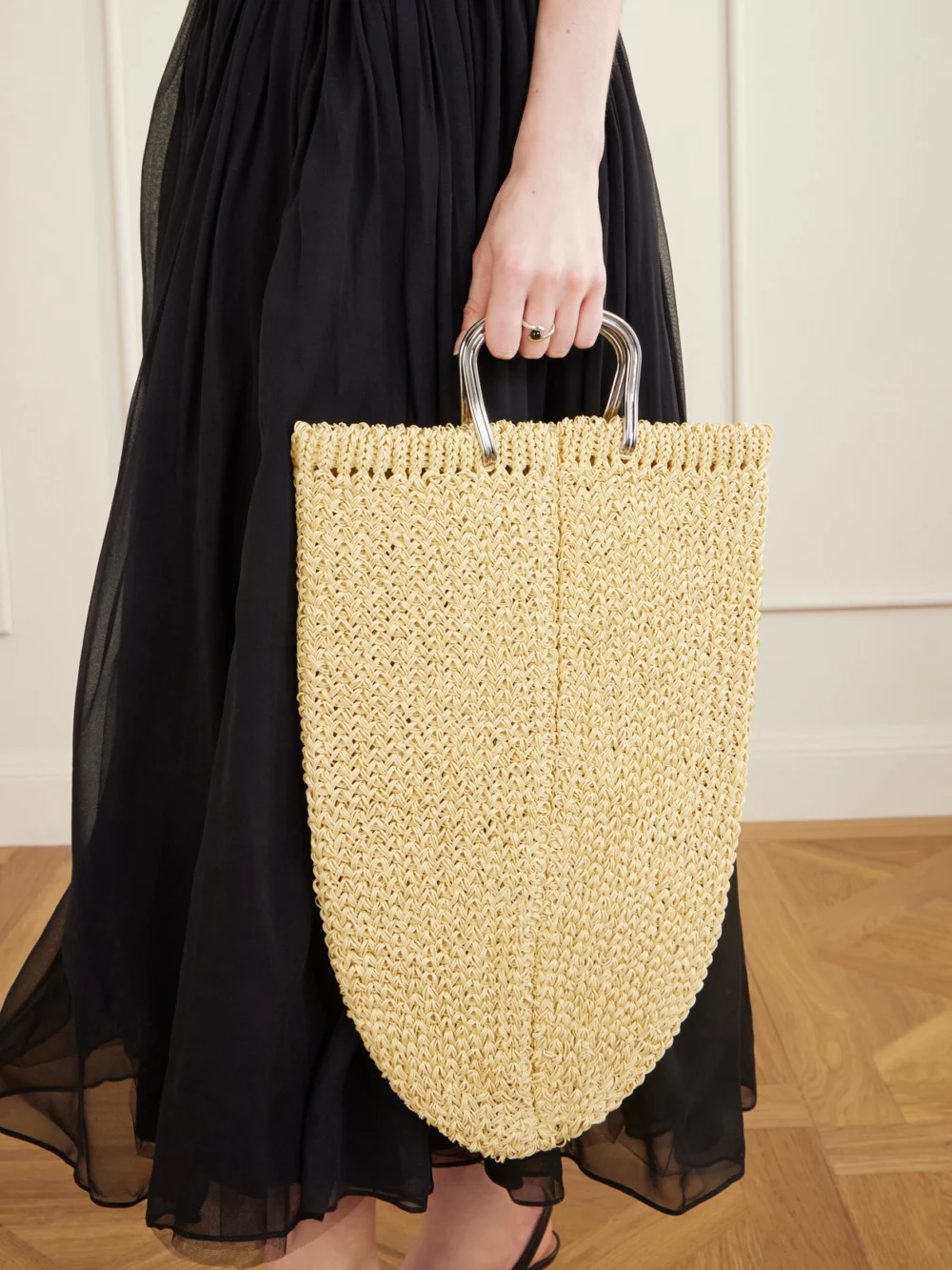 Tory Burch Woven Raffia Tote Bag, styled view