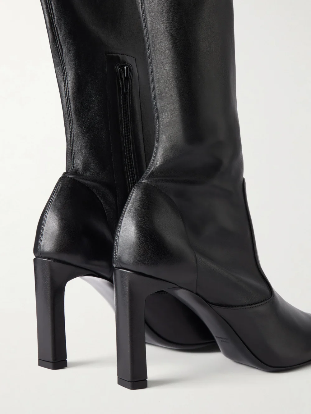 Close-up detail of the Totême 85 Leather Knee Boots