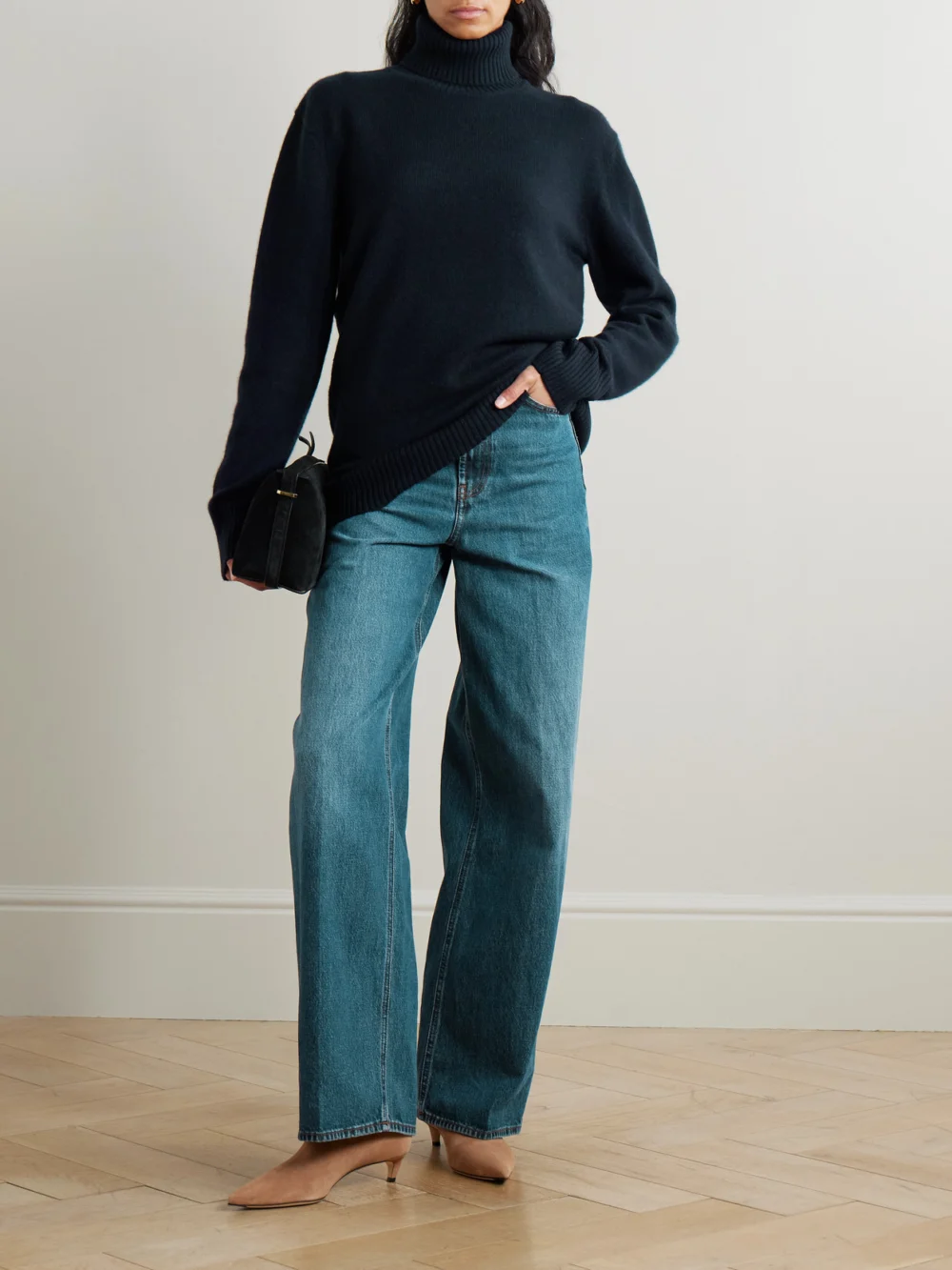 Totême Cashmere Turtleneck Sweater, worn by a model