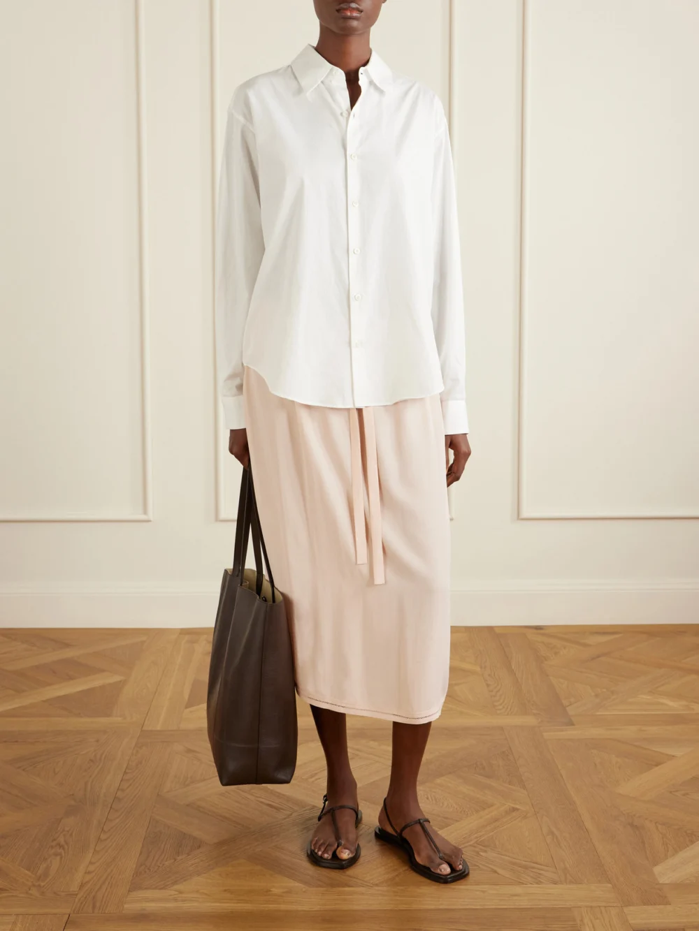 Totême Silk Midi Skirt, worn by a model