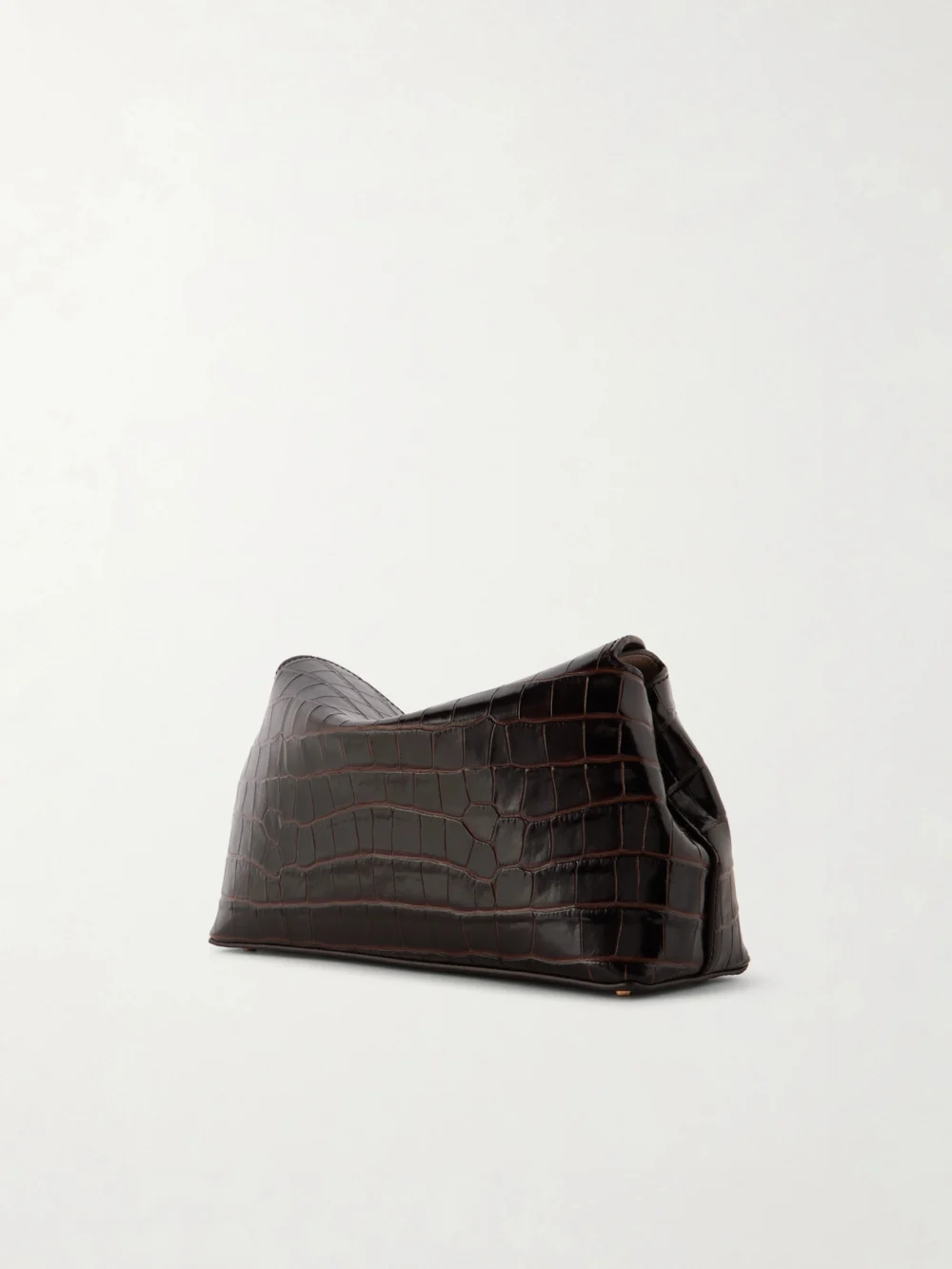 Back view of the Totême T-lock Croc-effect Leather Clutch
