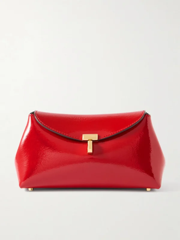 Totême T-lock Mini Patent-leather Clutch
