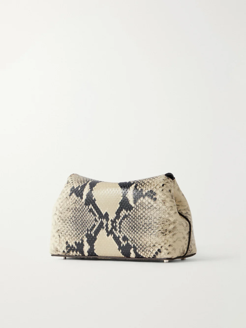 Back view of the Totême T-lock Mini Snake-effect Leather Clutch