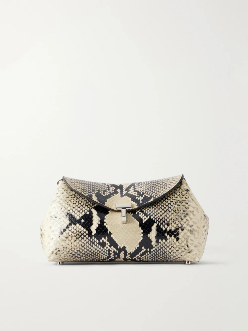 Totême T-lock Mini Snake-effect Leather Clutch in snake print