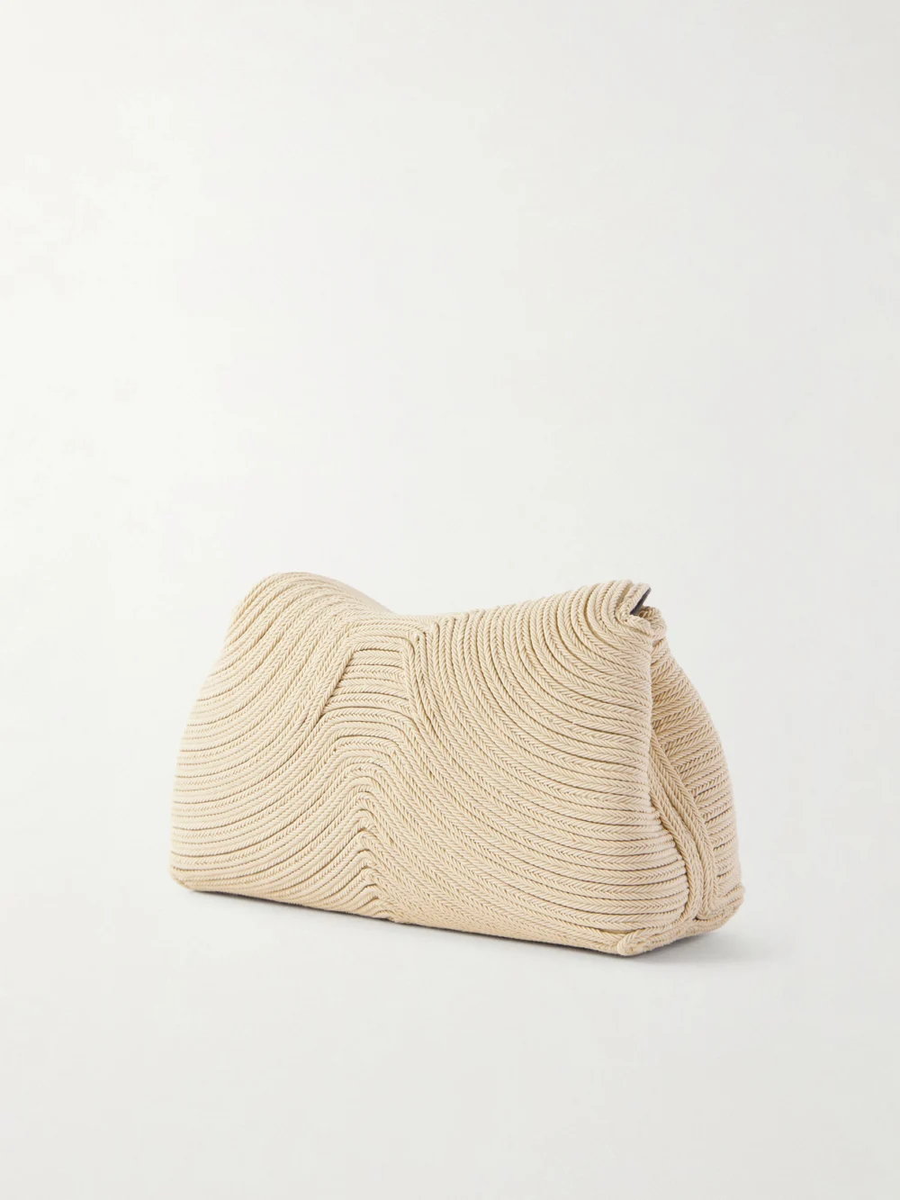 Back view of the Totême T-lock Mini Woven Clutch