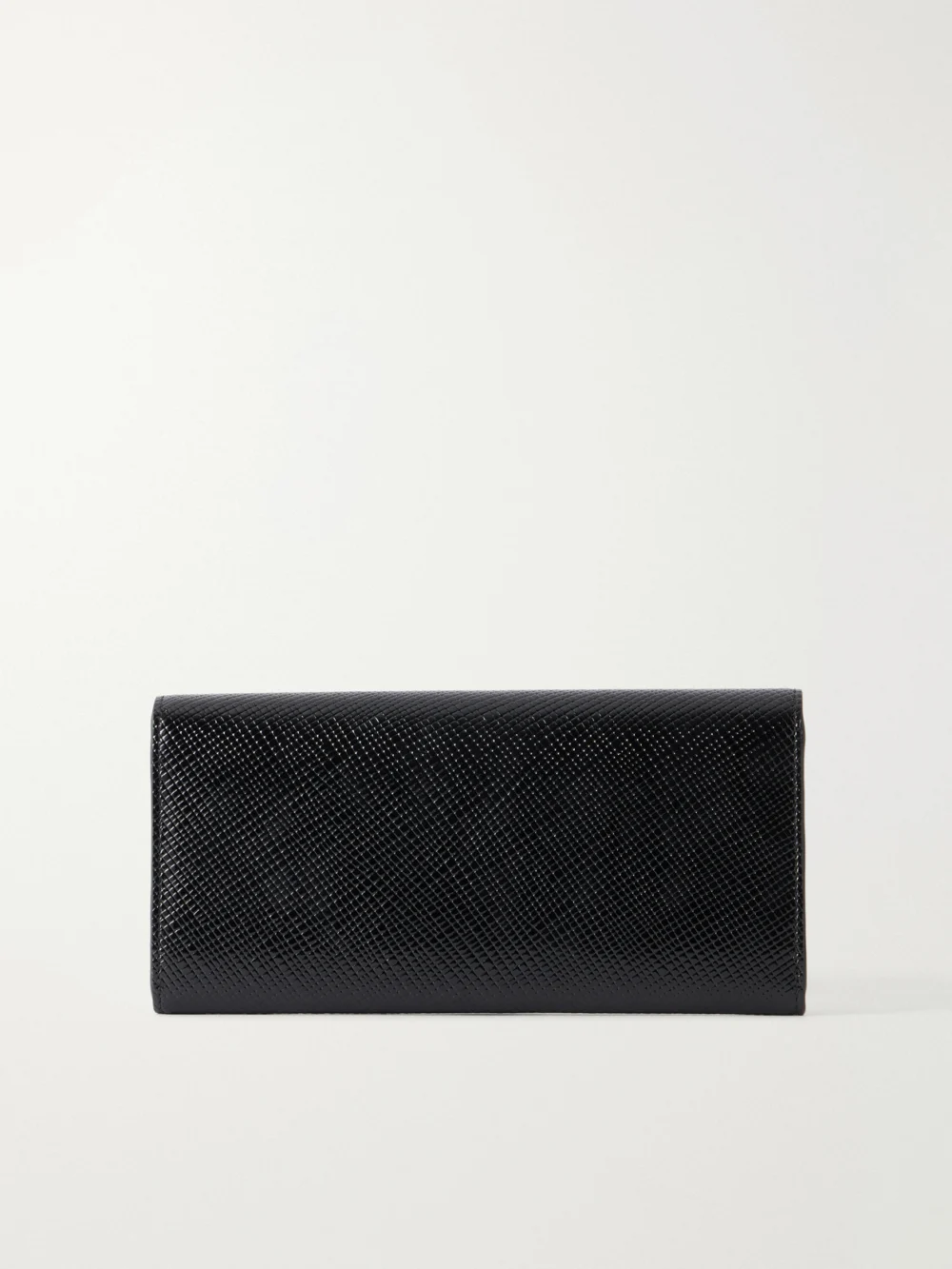 Close-up detail of the Totême T-lock Patent-leather Wallet