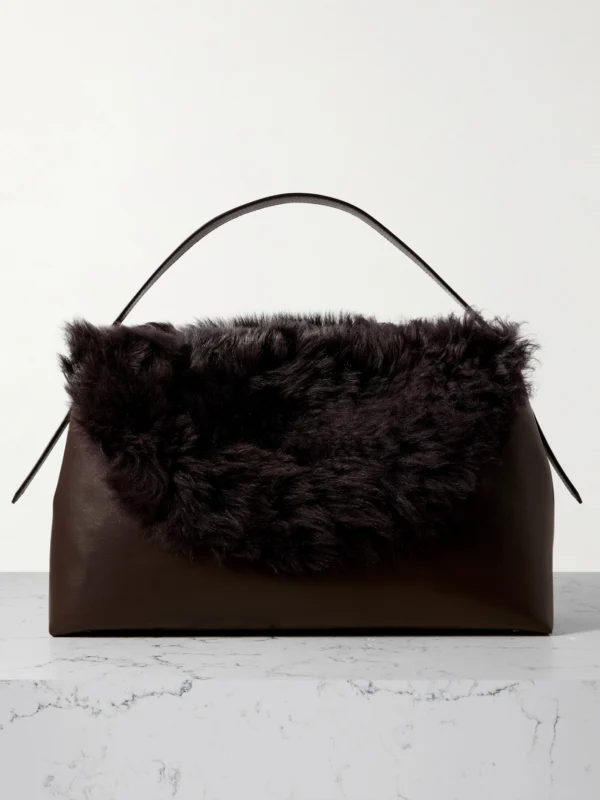 Totême T-lock Shearling Shoulder Bag