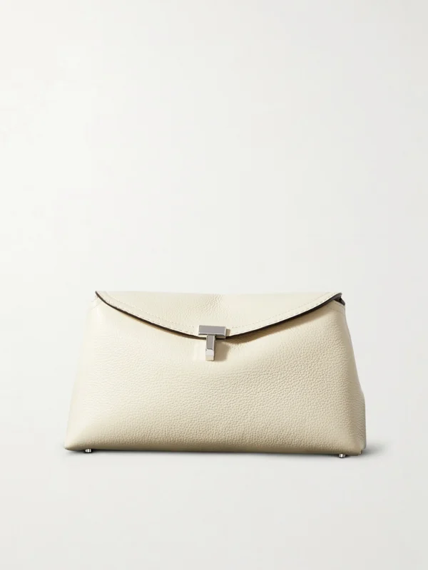 Totême T-lock Textured-leather Clutch