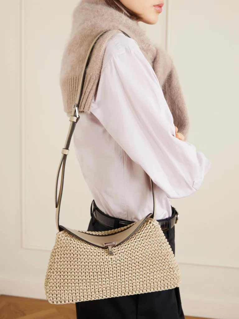 Totême T-lock Woven Leather Clutch
