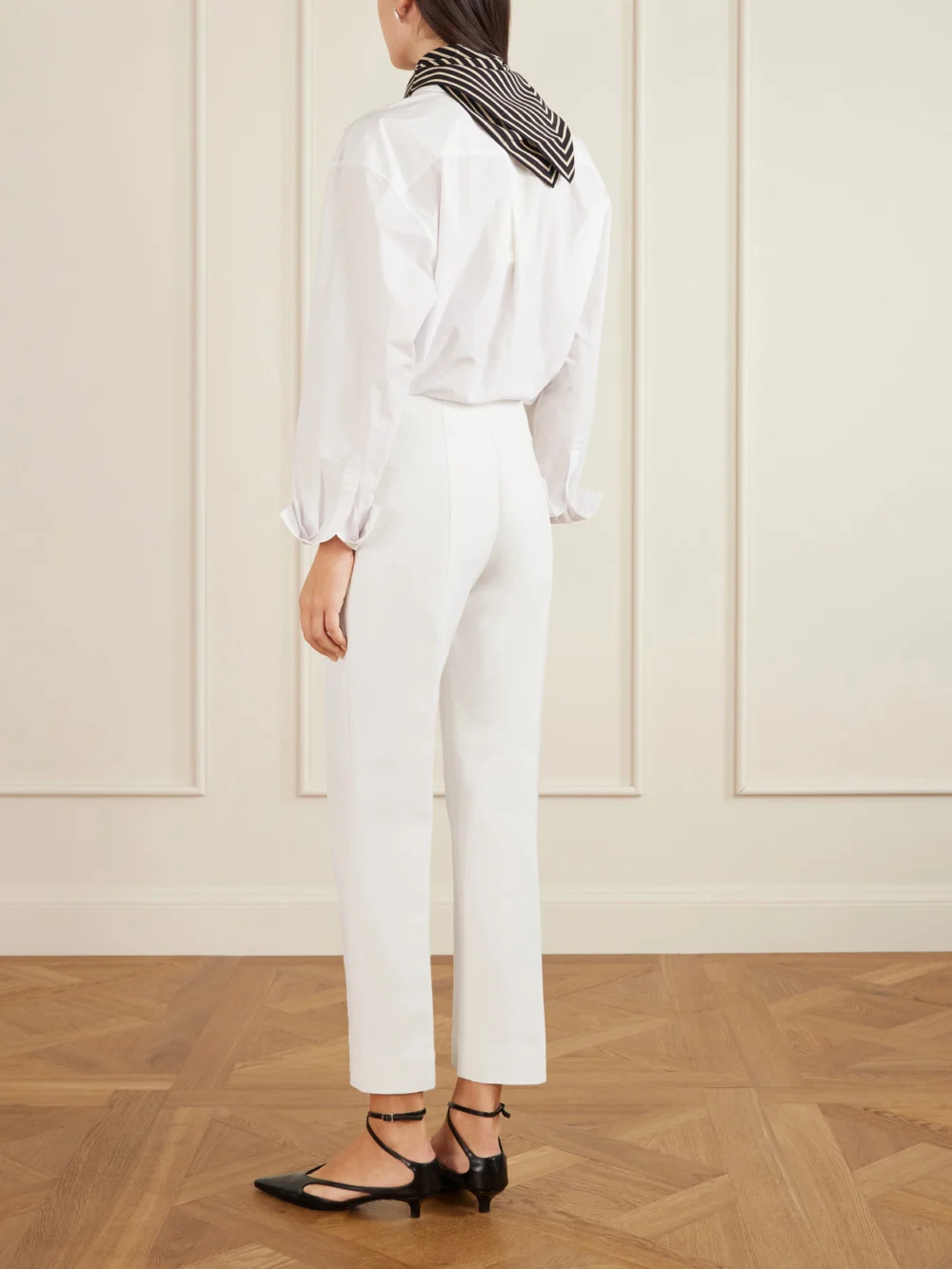Back view of the Totême Wool and Silk-blend Straight-leg Pants