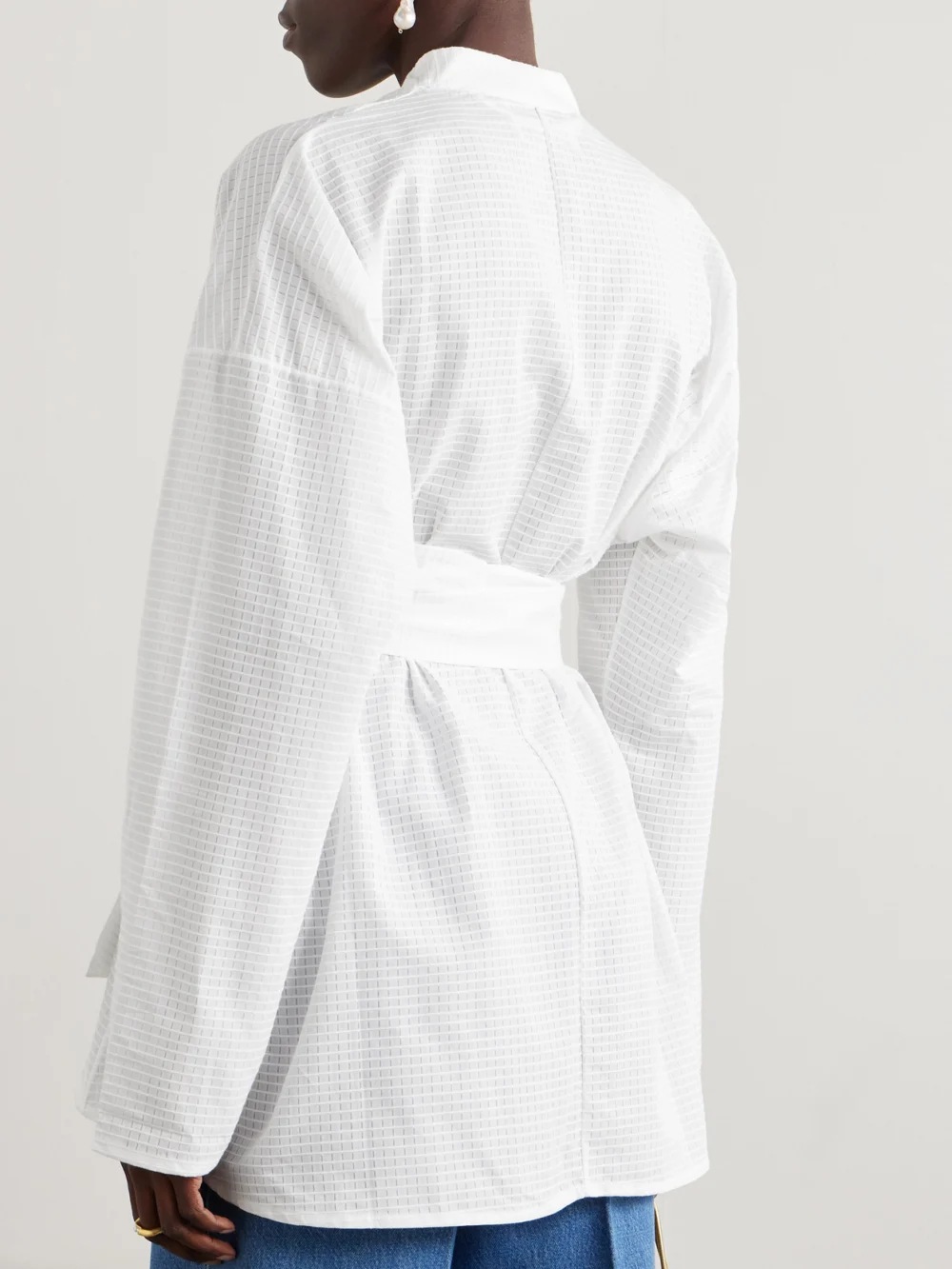 Back view of the Tove Arya Belted Cotton-ripstop Shirt