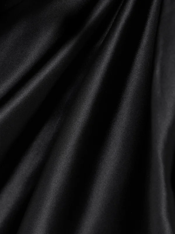 Close-up detail of the Tove Aubree Ruched Silk-satin Midi Dress