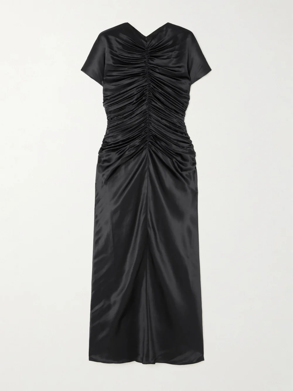Tove Aubree Ruched Silk-satin Midi Dress in black