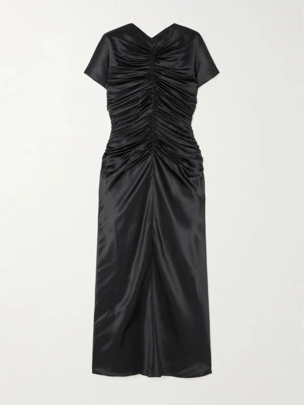 Tove Aubree Ruched Silk-satin Midi Dress