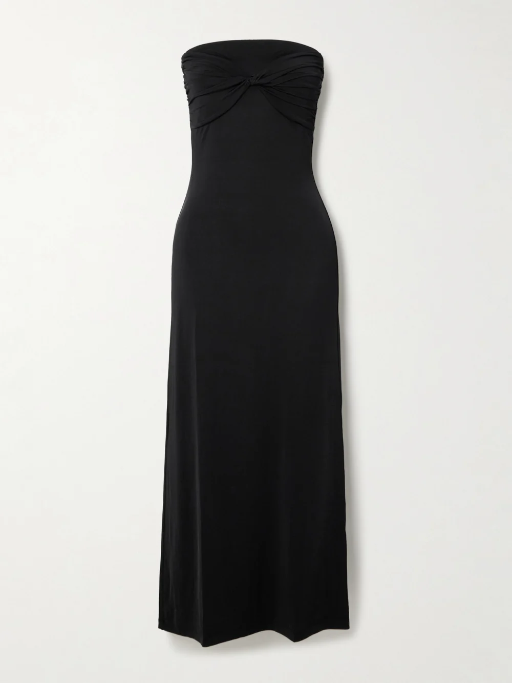 Tove Cate Strapless Twist-front Stretch-jersey Midi Dress in black