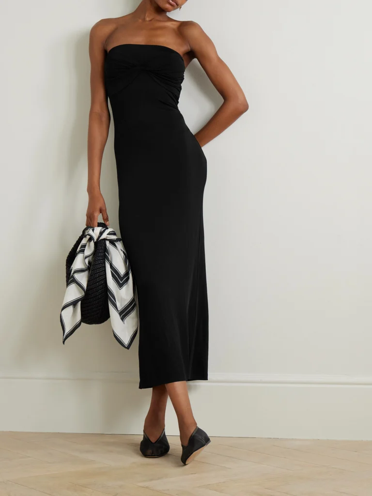 Tove Cate Strapless Twist-front Stretch-jersey Midi Dress