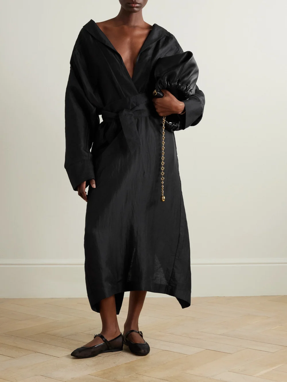 Tove Rhys Belted Linen and Silk-blend Midi Dress, worn by a model