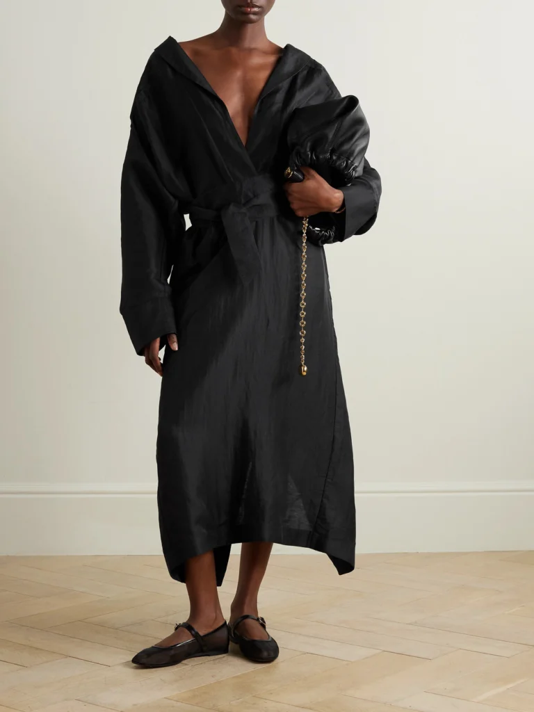Tove Rhys Belted Linen and Silk-blend Midi Dress
