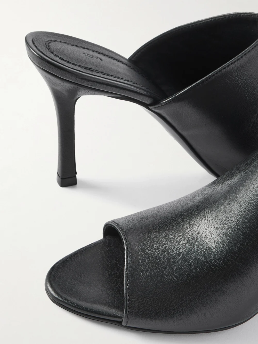 Close-up detail of the Tove Sarette Leather Mules