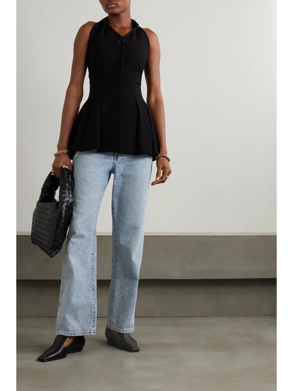 Tove Sofie Mid-rise Wide-leg Recycled Jeans, worn by a model