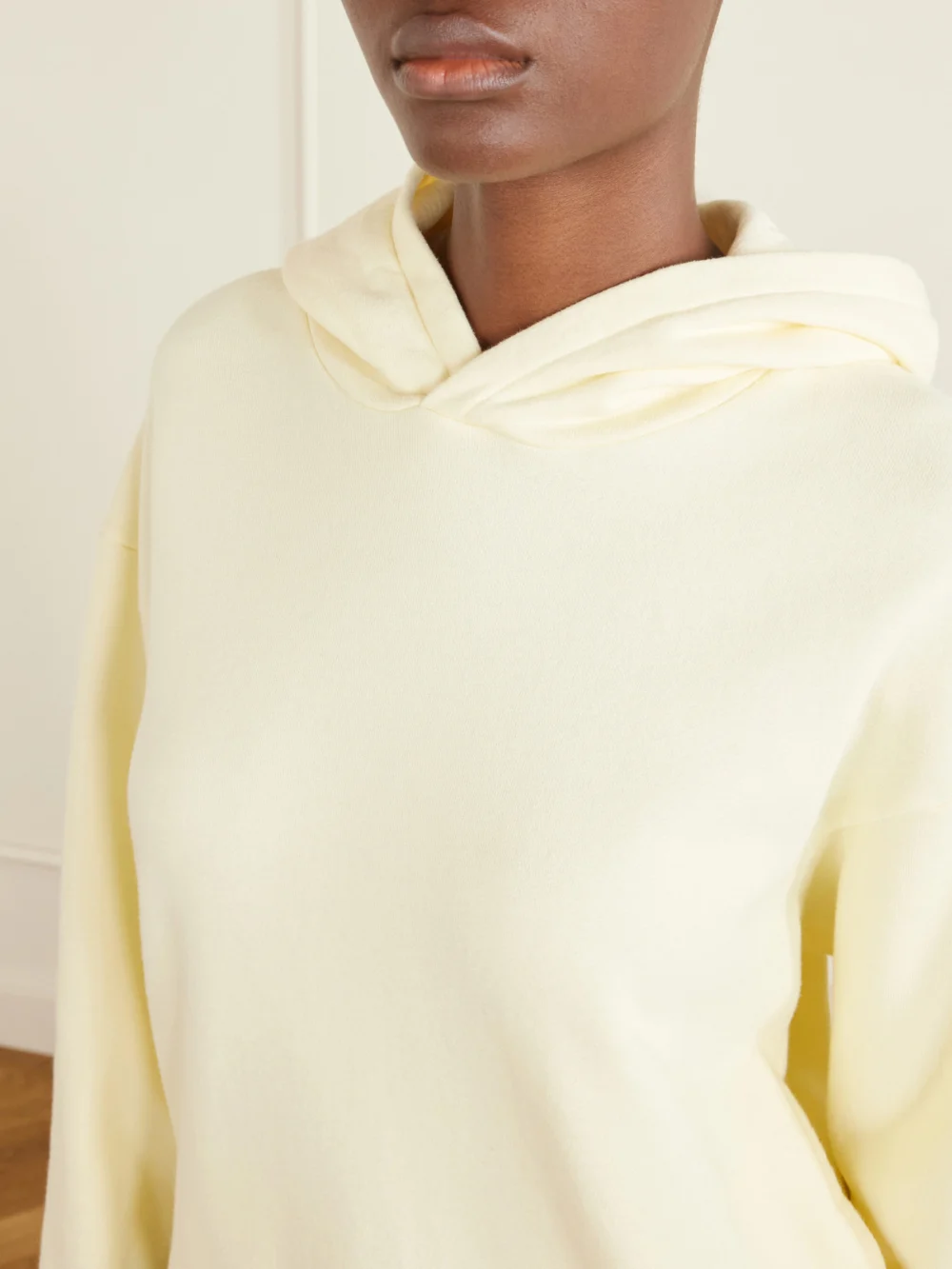 Close-up detail of the Twp Cotton Hoodie