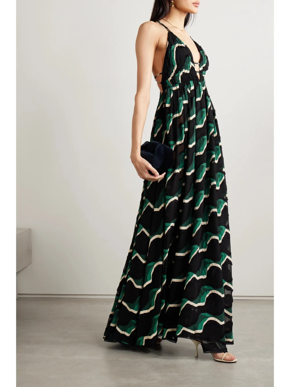 Ulla Johnson Adonis Open-back Fil Coupé Chiffon Maxi Dress, worn by a model