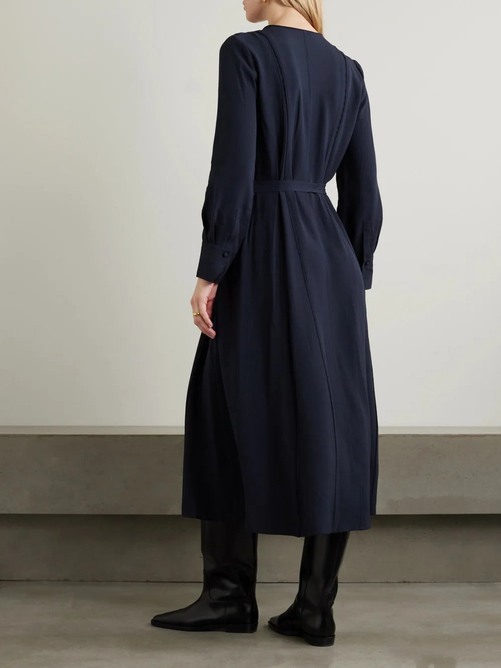 Back view of the Ulla Johnson Asilia Belted Crepe Midi Dress