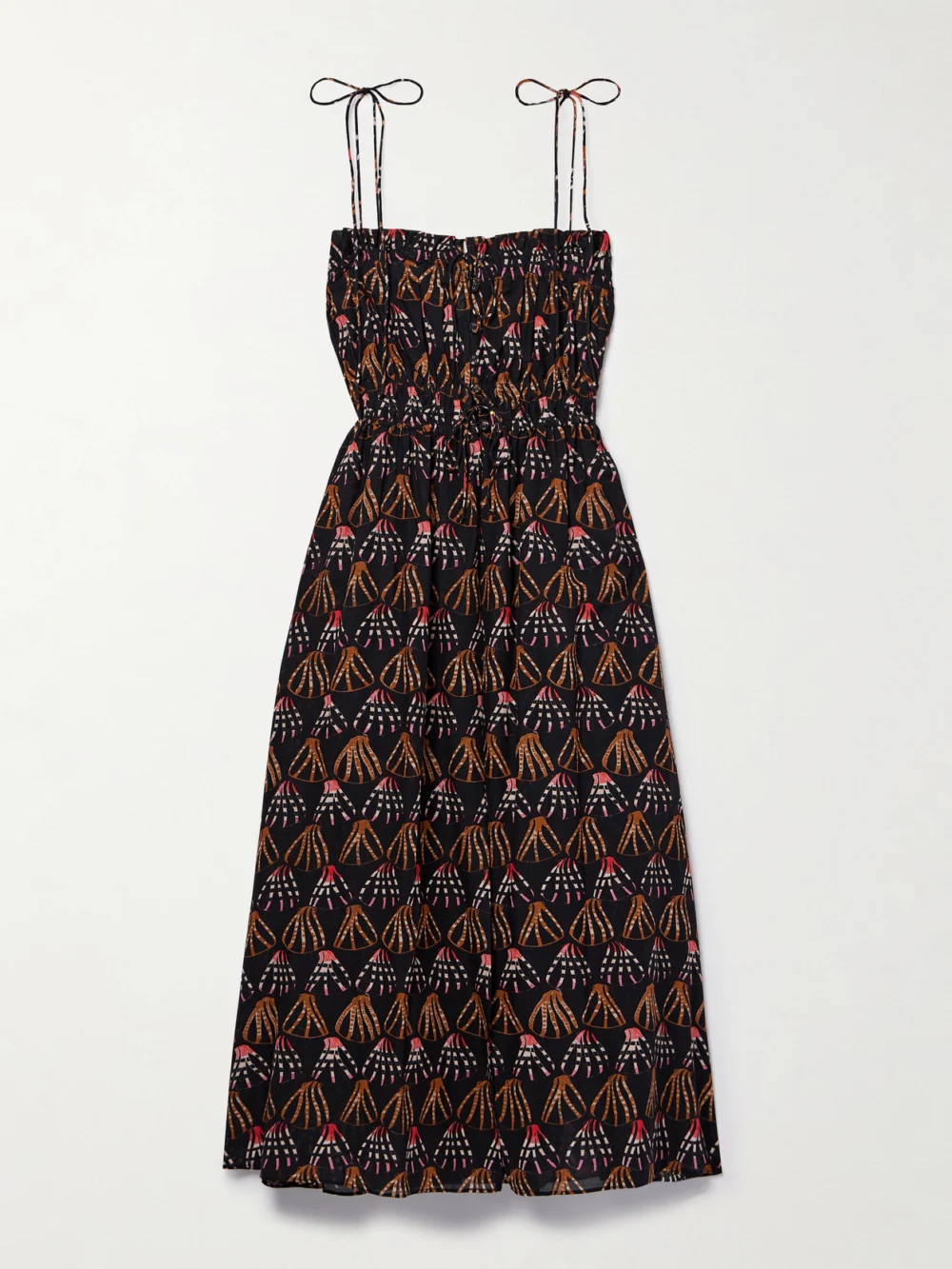 Ulla Johnson Asli Ruffled Printed Cotton-blend Voile Midi Dress in brown