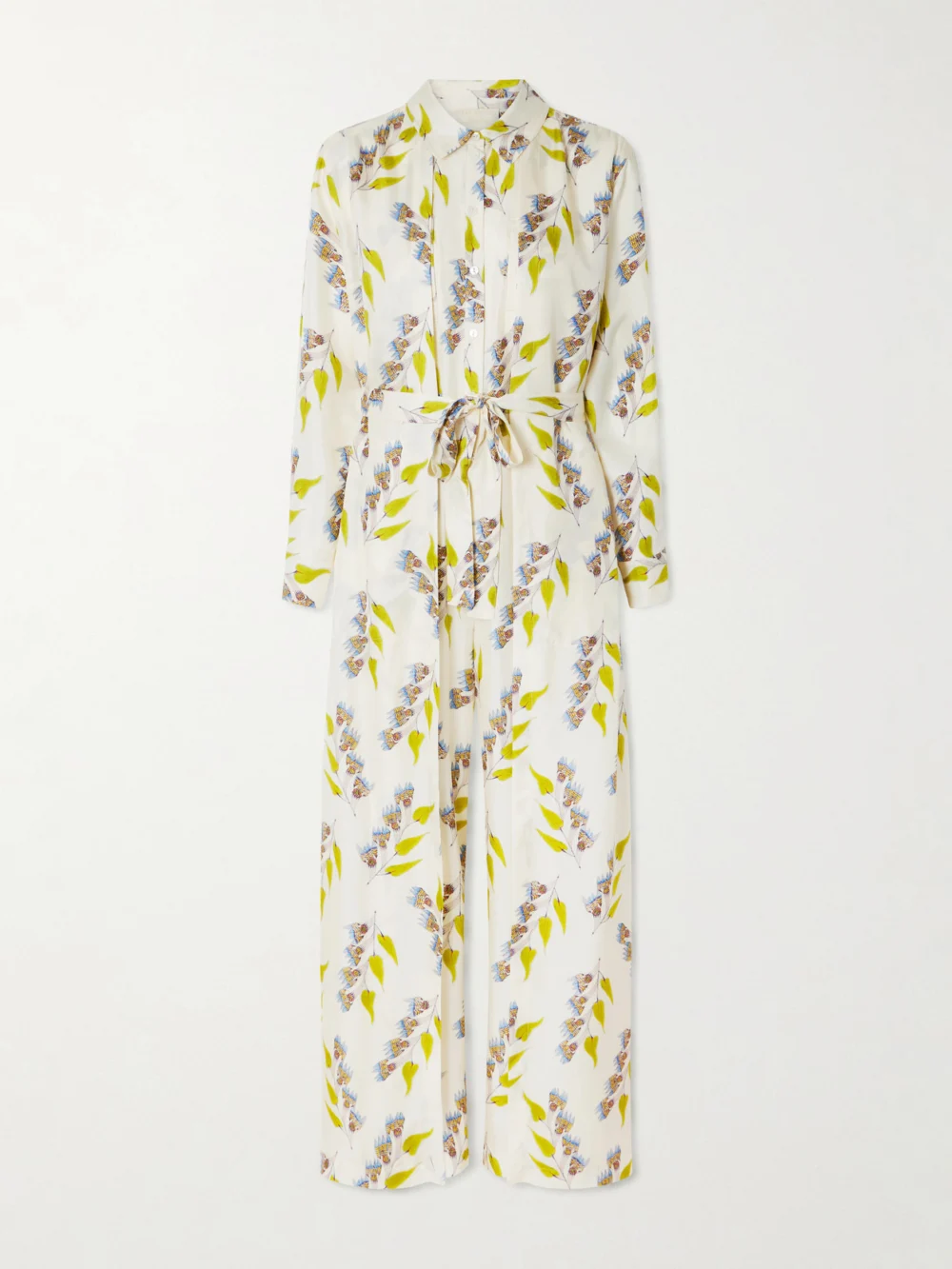 Ulla Johnson Bricolage Belted Floral-print Silk-twill Jumpsuit in cream