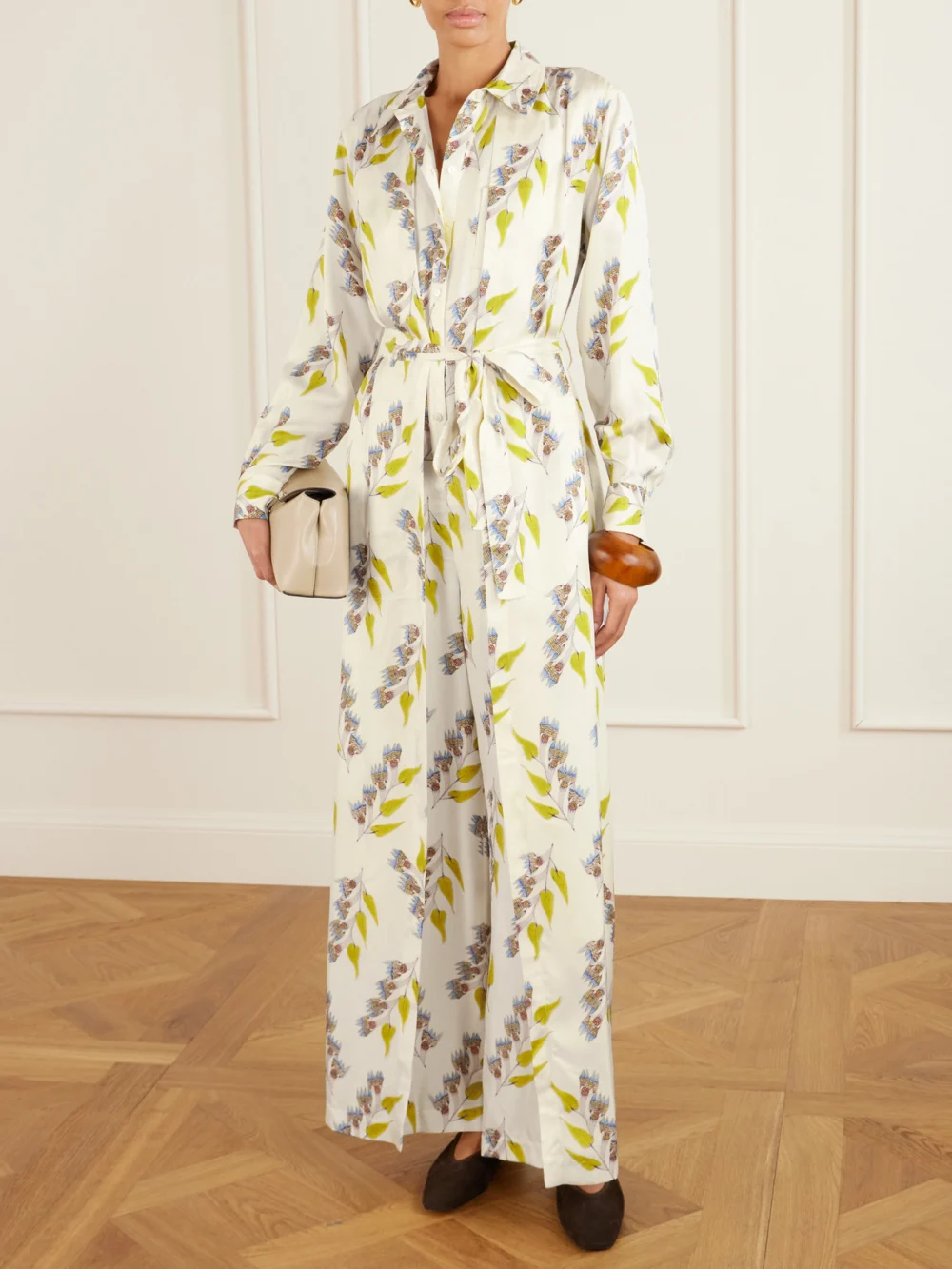 Ulla Johnson Bricolage Belted Floral-print Silk-twill Jumpsuit, worn by a model